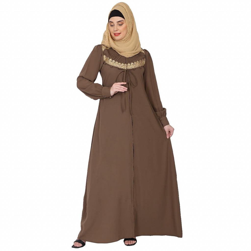 Abaya online Buy front open pleated abaya at lihaaj in Canada